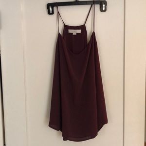 Loft maroon chiffon racerback tank top